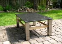 rvs graniet en eiken design salon tafel - Joeniq design
