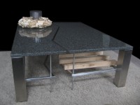 Split rvs graniet design salon tafel uit twee delen - Joeniq design